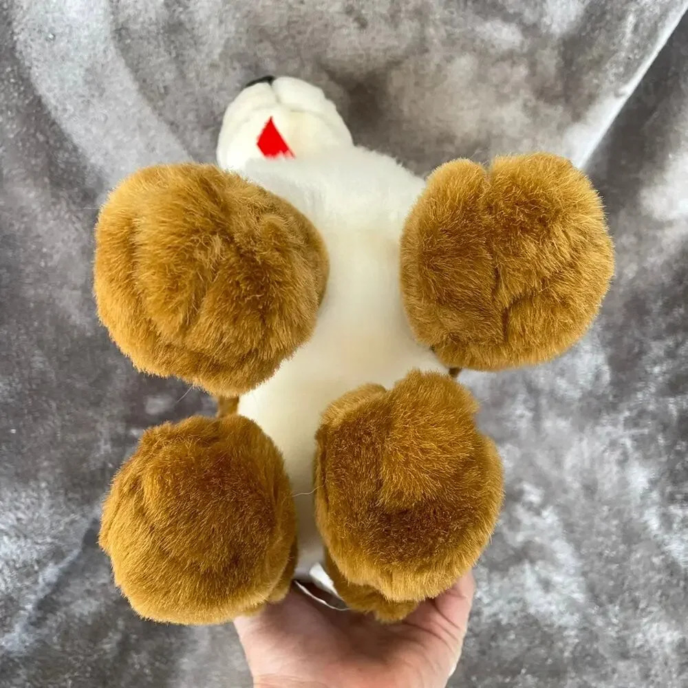 Vintage Reindeer Plush Christmas Stuffed Animal Wearing Santa Hat Toy TAGS
